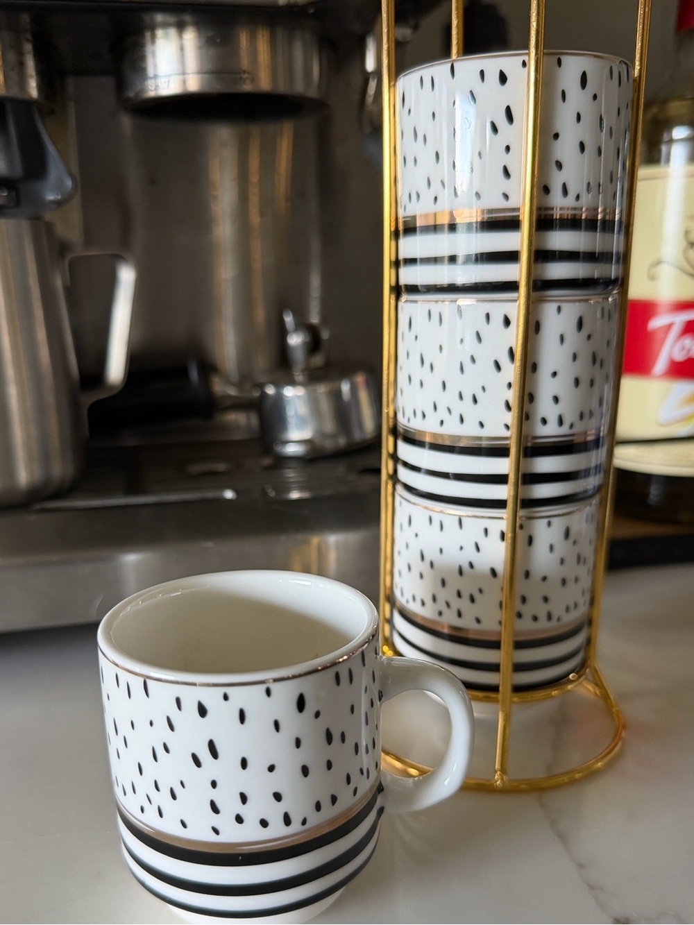 Grace Teaware Black Gold Stacked Porcelain Espresso Cup Set
